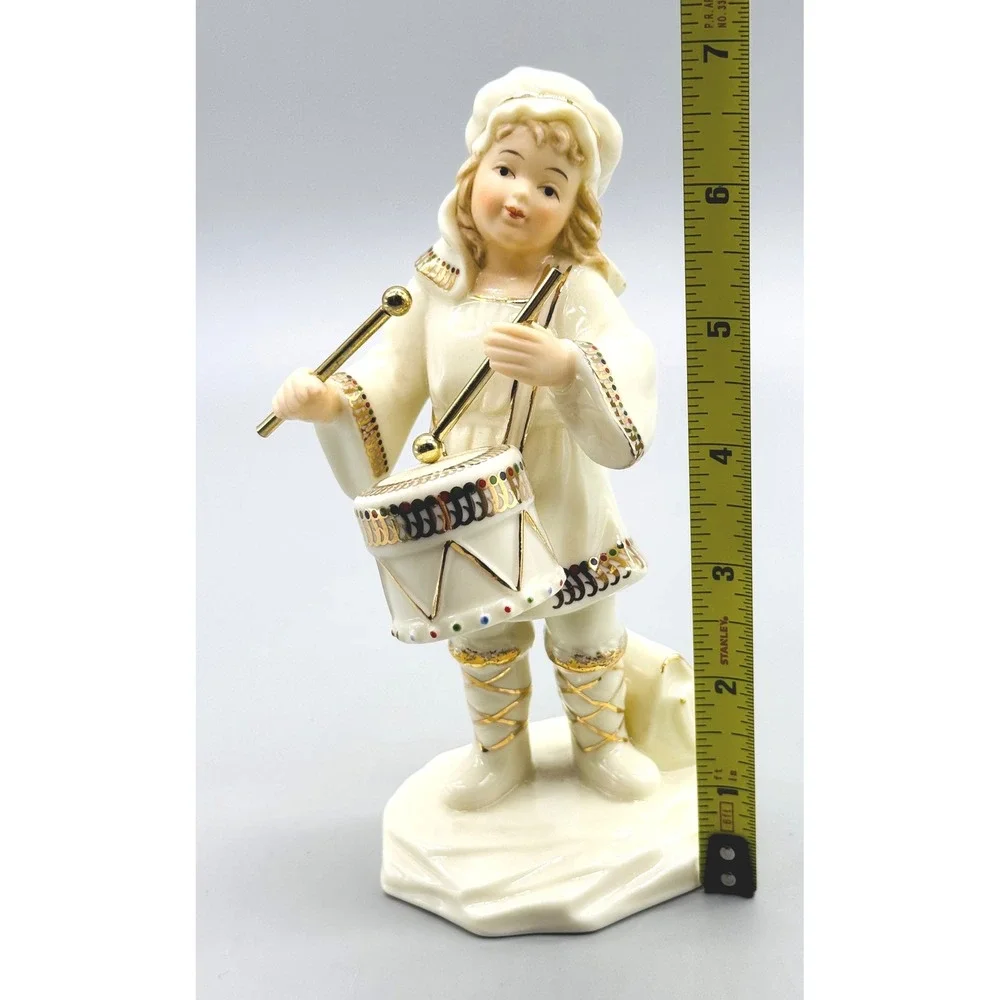 Jade Porcelain‎ Little Drummer Boy Cream Gold Trim Hand Painted Accents Bon Ton